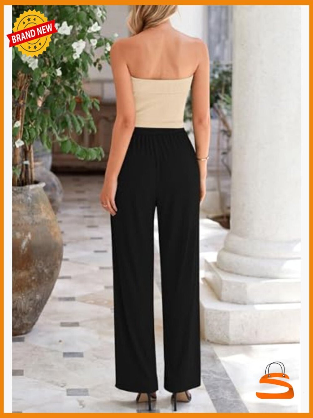 2 Piece Ribbed Knit Crop Top Wide Leg Pants Lounge Set - Picture 2 of 7